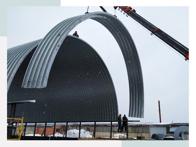 Полукруглые ангары в Георгиевске